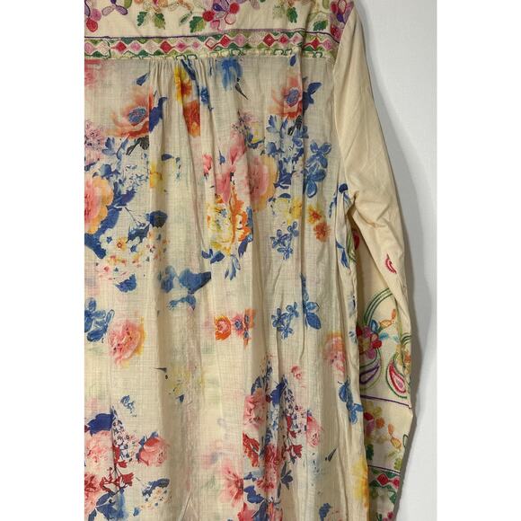 Aratta Silent Journey Collection Midi Dress Large NWT Cream Embroidered Florals - Picture 13 of 16